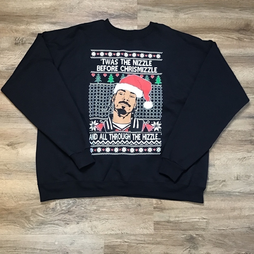 SNOOP Dog Ugly Sweater Christmas Sweatshirt Santa Holiday Black Size XL